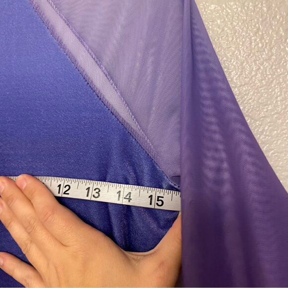 WEISSMAN Dance Costume purple fringe velvet mesh sleeve All The Ways 13290 MA - Picture 9 of 13